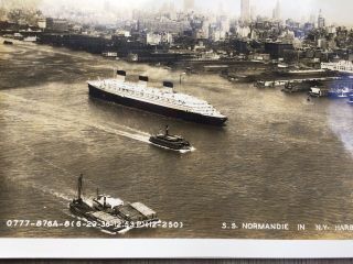 1936 Official Photograph S.  S.  Normandie Entering York Harbor Ny
