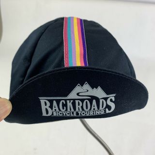 Vintage Backroads Bicycle Touring Cap Hat Multicolor Rainbow Stripe Cap It All