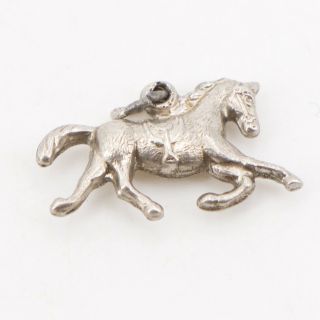 Vtg Sterling Silver - Running Horse Animal Solid Bracelet Charm - 1g