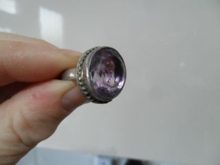 Stunning Vintage Silver Ring With Amethyst Coloured Stone