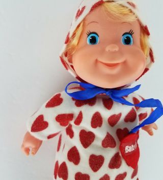 Baby Ruth Doll Hasbro Vintage 1971 Bean Bag Plush Red Hearts 11 Inch 2