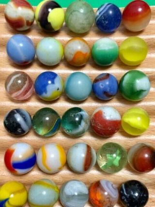 B30 - - - Group Of (30) Old Vintage Played With Marbles,  5/8 " Good