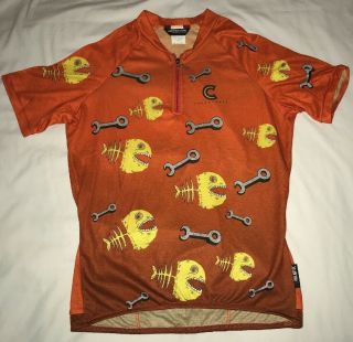 Vintage Cannondale Usa Short Sleeve Orange Piranha Wrench Cycling Jersey Medium