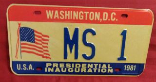 1981 District Of Columbia Ms - 1 Mississippi Inaugural License Plate