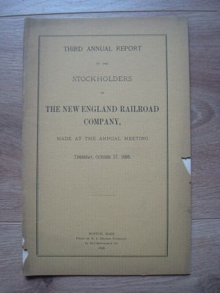 Antique 1898 The England Railroad Company Third Annual Report
