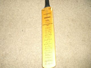 Vintage Signed Pre Printed Miniature Cricket Bat Australia Tour 1964 Slazenger