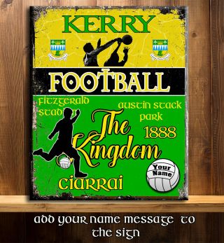 Personalised Kerry Gaa Football Gaelic Sport Vintage Metal Sign