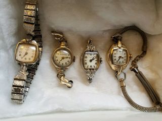 Set Of Four Vintage Ladies 10k Rolled Gold Watch.  1930 