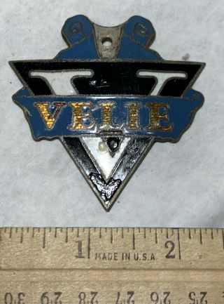 Vintage Early Velie Cloisonne Enamel Automobile Radiator Badge Emblem