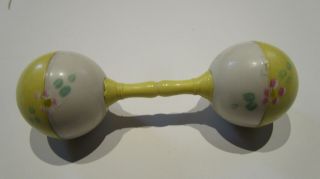 Vintage Toy Small Baby Doll Rattle Hard Plastic 1960 