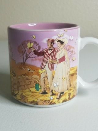 Walt Disney Mary Poppins Retired Vintage Pink Coffee Tea Mug Disneyland Japan 3