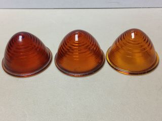 3 Vintage K D Lamp Co.  Amber Beehive Marker / Light Glass Lens