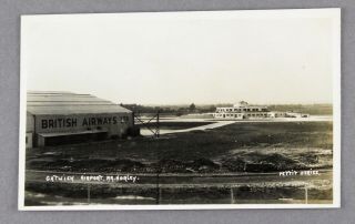Gatwick Airport & British Airways Hangar 1930’s Rppc Real Photo Postcard Beehive