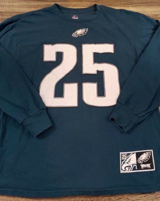 NFL Philadelphia Eagles 25 McCoy Majestic Long Sleeve T - Shirt Mens Sz XL Green 2