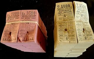 Bus tickets: 2 x 1000 bulk packs from the Gosport & Fareham Omnibus Co.  - 1940 ' s 2