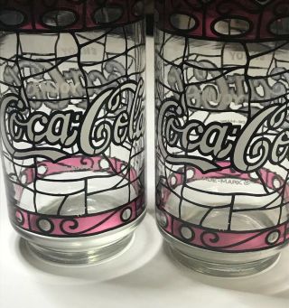 Vintage Coca Cola Advertising Tiffany Style Stained Glass Tumblers Set Of 2 2