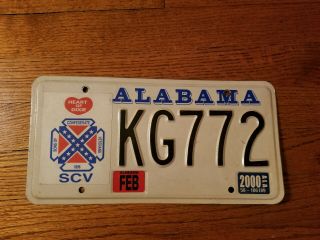 Alabama License Plate Kg772 Sons Of Confederate Veteran Fast Ship
