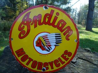 Old 1952 Indian Motorcycles Porcelain Advertising Sign