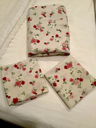 Vintage Springs Queen Size Flat Sheet Plus 2 Pillowcases Usa