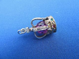 Vintage 925 Sterling Silver Charm The Queens Royal Crown Gemset 2.  7 G