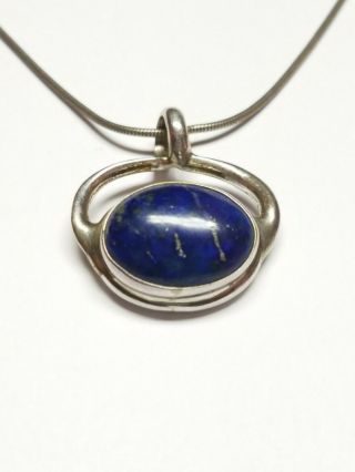 Vintage 925 Sterling Silver And Lapis Lazuli Pendant