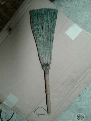 Wisk Whisk Broom 29” X 7” Straw Vintage Wire Wrap