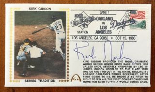 1988 World Series Postal Cachet,  Gibson Autographed.  Post Mark Game 1,  10/15/88