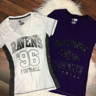 Baltimore Ravens Womens Shirts 2 Shirt Bundle Nfl Vneck Size Small