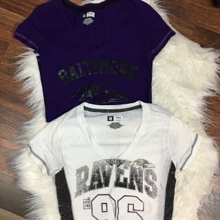 Baltimore Ravens Womens Shirts 2 Shirt Bundle NFL Vneck Size Small 2