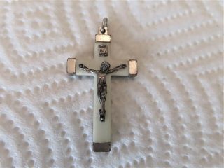 Vintage Crucifix Metal & Stone 1 7/8 " By 1 ",  Made In Italy.