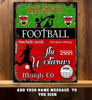Personalised Mayo Gaa Football Gaelic Sport Vintage Metal Sign