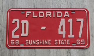 1968 1969 Florida License Plate 1968 - 69 Duval County Tag 2d - 417