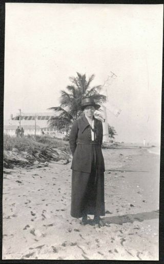 Vintage Photograph 1919 Woman Windmill Miami Beach Daytona Beach Florida Photo
