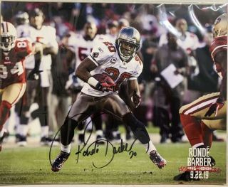 Ronde Barber Signed Tampa Bay Buccaneers Ring Of Honor 8x10 Photo Card