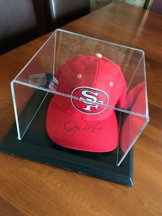 Joe Montana Signed San Francisco 49ers Cap In Display Case Nfl Hall Of Fame
