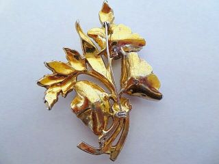 Vintage 1930s Gold Plated Glass Rhinestone Flower Brooch Pin 3