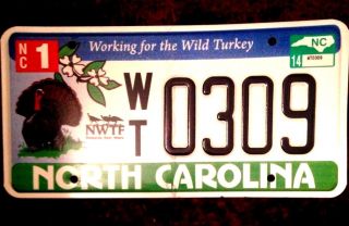 North Carolina Wild Turkey Wildlife Conserve Hunt Share License Plate Auto Tag