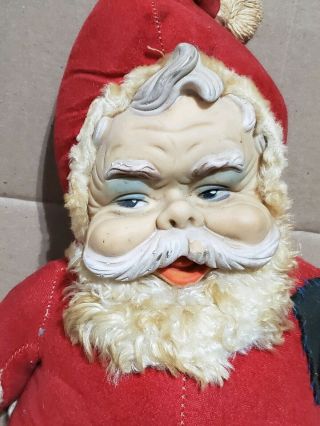 Vintage Orig Christmas 17” Tall RUSHTON STAR CREATION Plush Rubber Face Santa 2