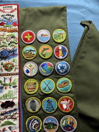 VTG BSA Boy Scouts Sash With 18 Patches And Order Of The Arrow Patch 2