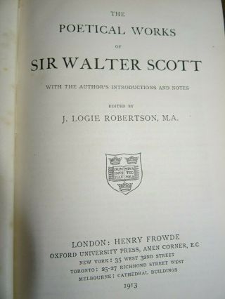 1913 THE POETICAL OF SIR WALTER SCOTT FINE BINDING MARMION LADY OF LAKE ^ 2