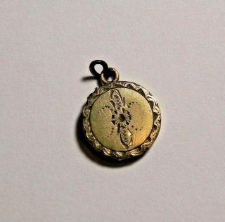 Vintage Gold Filled Mini Round Locket Engraved R 3