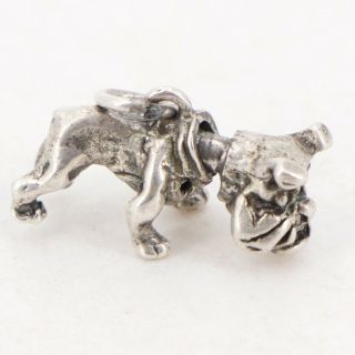 Vtg Sterling Silver - Bulldog Dog Animal Solid Bracelet Charm Head Swivels - 3g