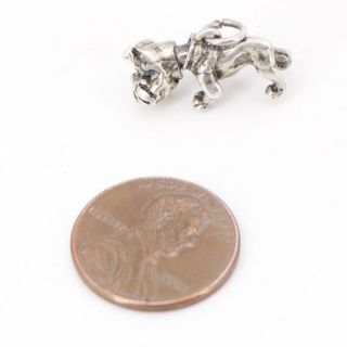 VTG Sterling Silver - Bulldog Dog Animal Solid Bracelet Charm HEAD SWIVELS - 3g 3