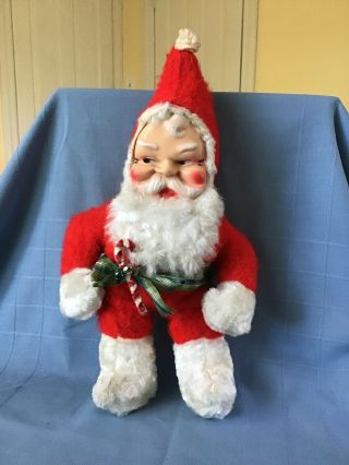 Vintage 50’s Plush Santa Claus Vinyl Face 18” Toy Doll Christmas Decoration