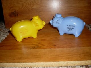 Vintage Plastic Piggy Bank With Advertising On It