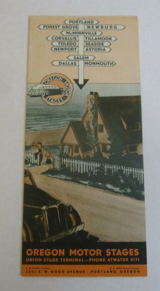 Old Vintage 1935 - Oregon Motor Stages - Bus Brochure - Portland