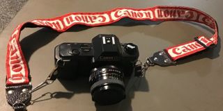 Vintage Canon T50 35mm Camera W/ Lens,  Flash,  Strap,  And Bag