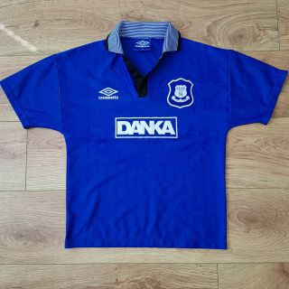 Everton Football Club Vintage Home Shirt - 1995 - 97 Large Boys Danka Kit Jersey