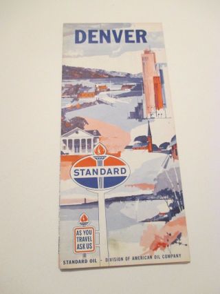 Vintage Standard Oil Denver Colorado City Street Gas Station Road Map