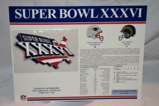 Bowl 36 Baltimore Ravens Vs York Giants 2002 Nfl Patch & Card